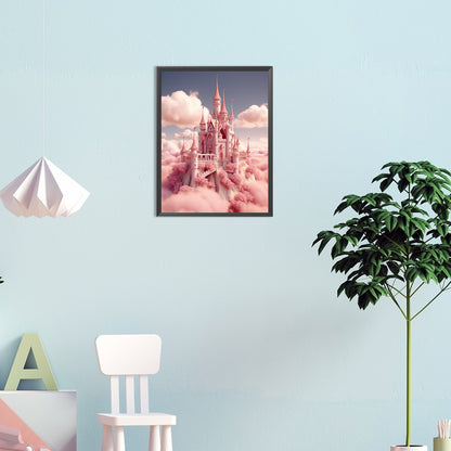 Pink Castle - Full Round Drill Diamond Painting 30*40CM