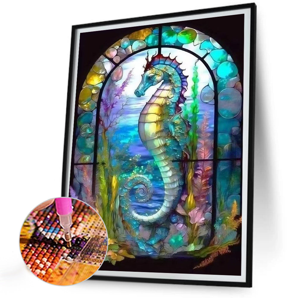 Seahorse Glass Painting - Full Round Drill Diamond Painting 30*40CM