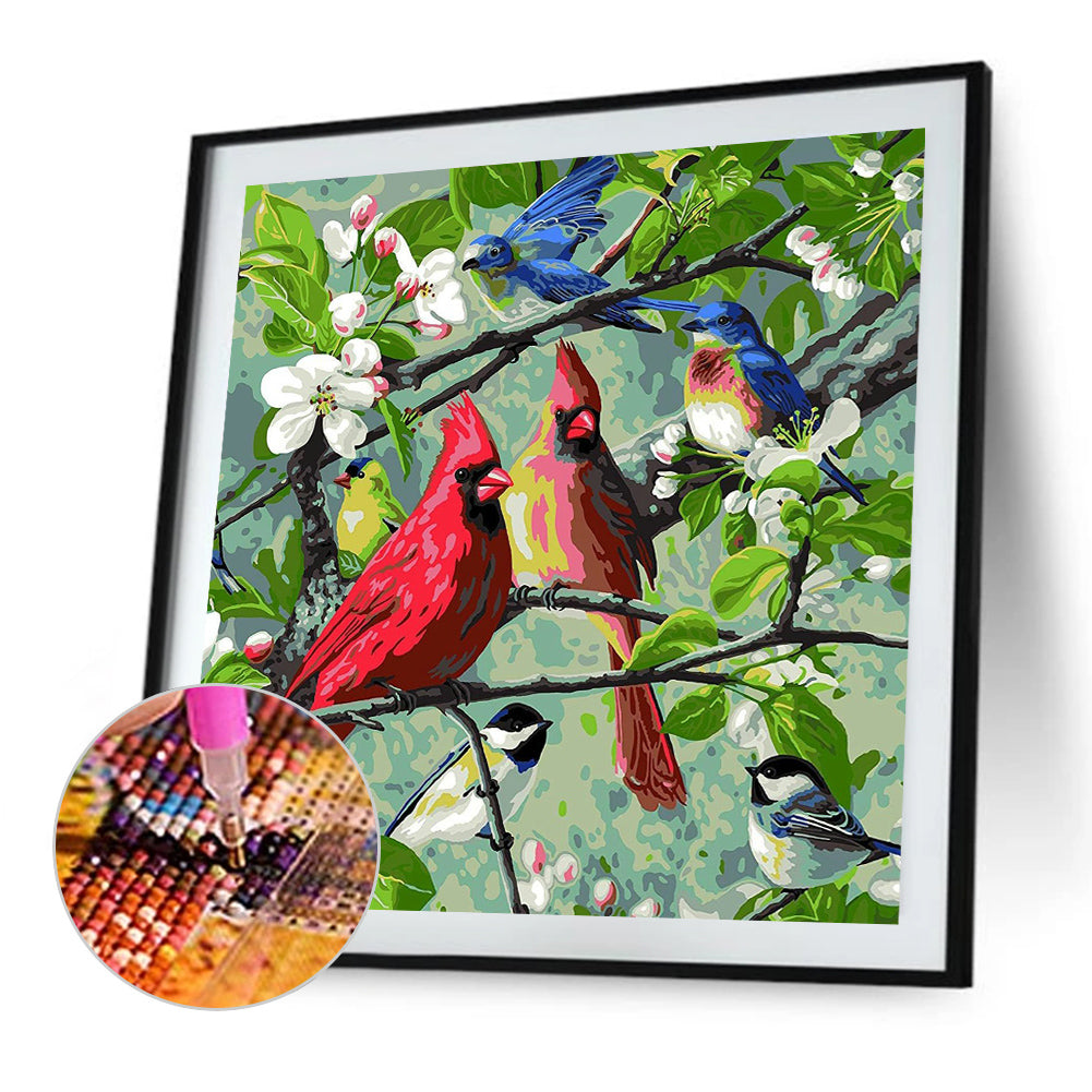 Branch Bird - Full Round Drill Diamond Painting 40*40CM