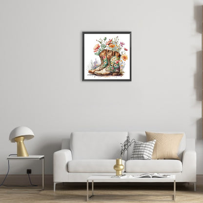Flower Boots - Full Round Drill Diamond Painting 30*30CM