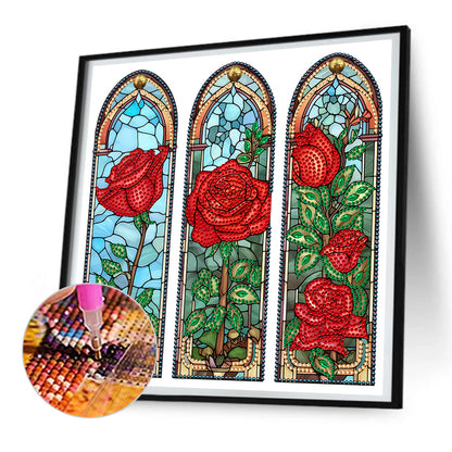 Rose Glass Painting - Special Shaped Drill Diamond Painting 30*30CM