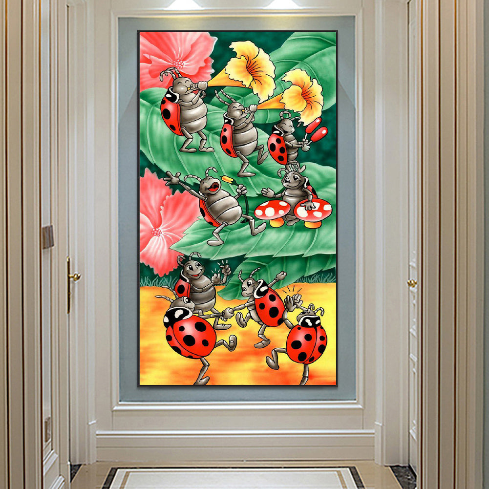 Seven Star Ladybug Singing Team - Full Round Drill Diamond Painting 50*90CM