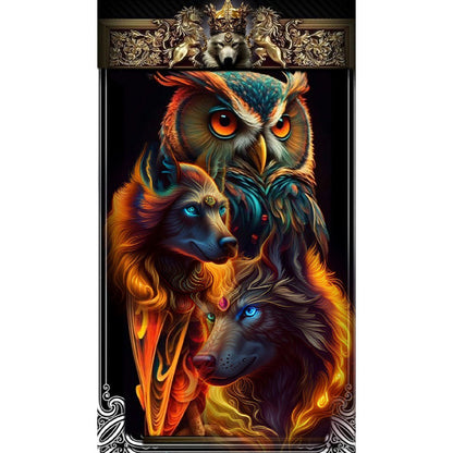 Owl And Wolf - Full Round Drill Diamond Painting 40*70CM
