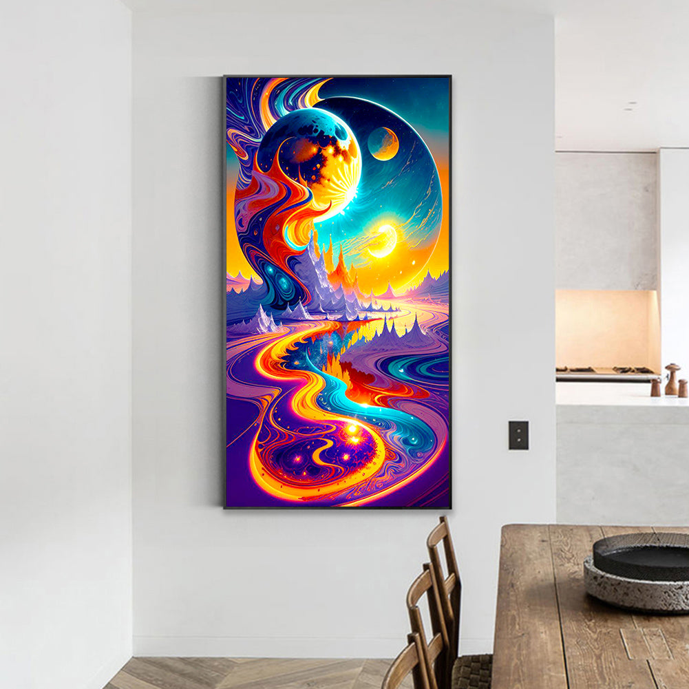 Metal Sand Ball Moon Night - Full Round Drill Diamond Painting 40*70CM