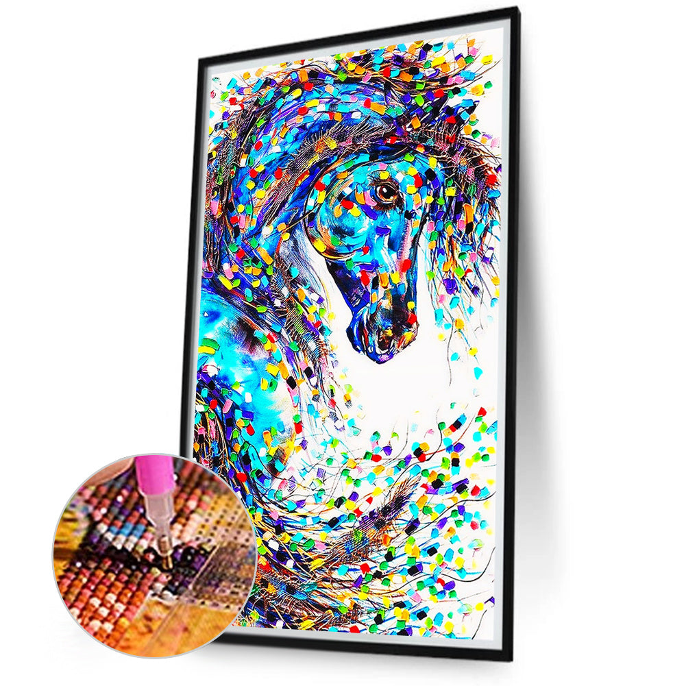 Blue Horse - Full Round Drill Diamond Painting 40*70CM