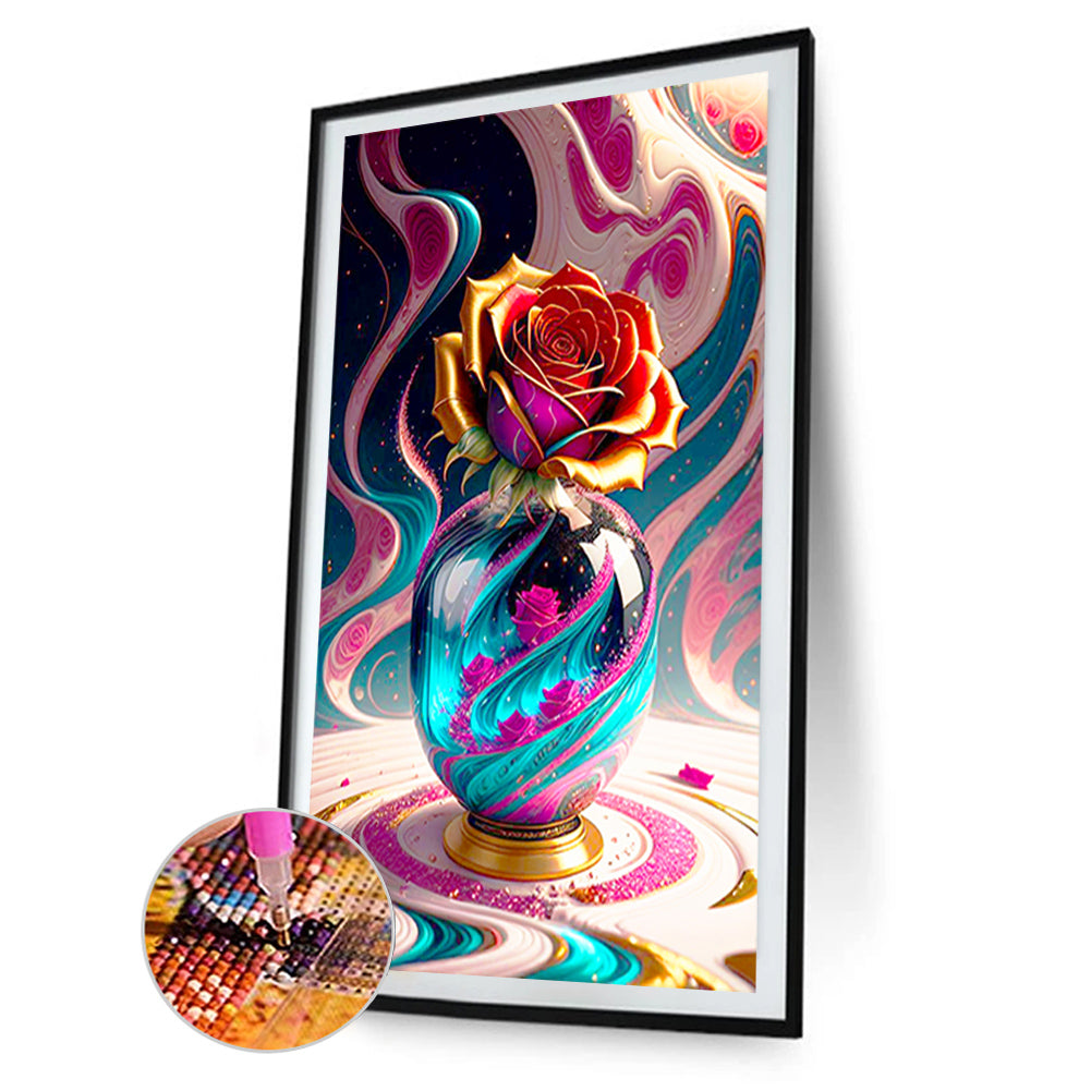 Rose Vase - Full Round Drill Diamond Painting 60*100CM