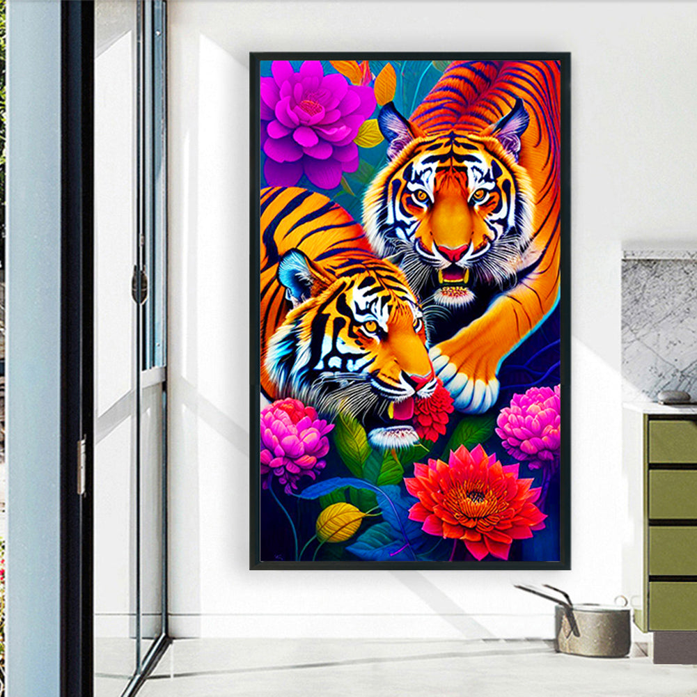 Double Tigers - Full Round Drill Diamond Painting 60*100CM