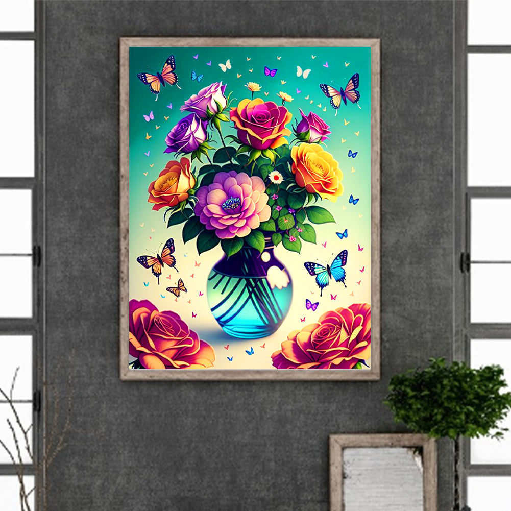 Bouquet In Vase - Full Round Drill Diamond Painting 30*40CM