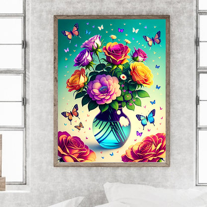 Bouquet In Vase - Full Round Drill Diamond Painting 30*40CM