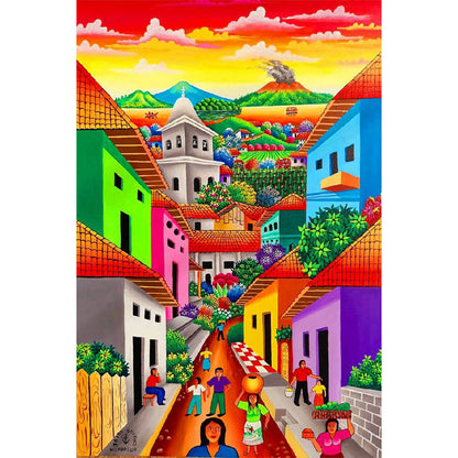 Colorful Building - Full Round Drill Diamond Painting 40*60CM