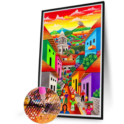 Colorful Building - Full Round Drill Diamond Painting 40*60CM