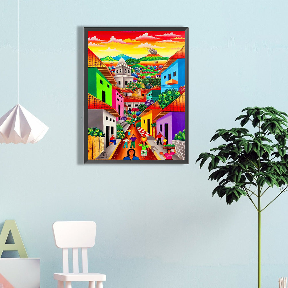 Colorful Building - Full Round Drill Diamond Painting 40*60CM