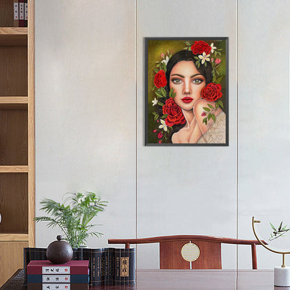 Rose Woman - Full Round Drill Diamond Painting 30*40CM