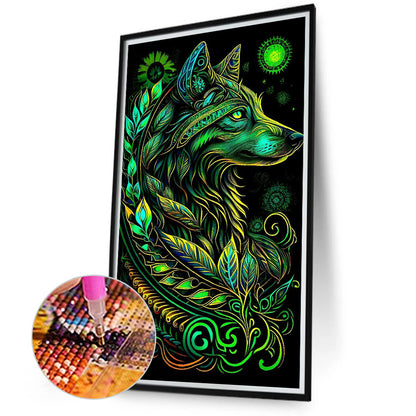 Green Wolf - Full Round Drill Diamond Painting 40*70CM