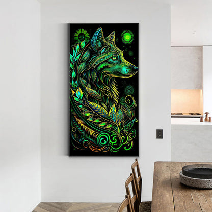 Green Wolf - Full Round Drill Diamond Painting 40*70CM