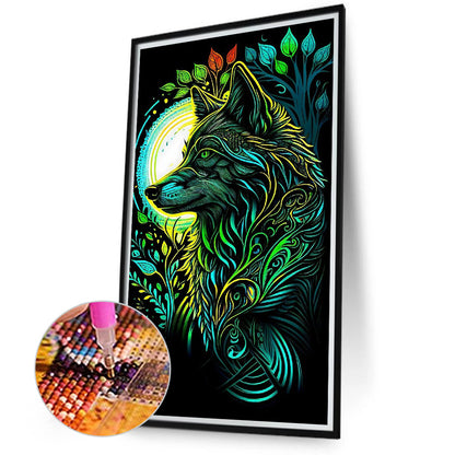 Green Wolf - Full Round Drill Diamond Painting 40*70CM