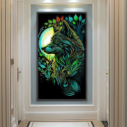 Green Wolf - Full Round Drill Diamond Painting 40*70CM