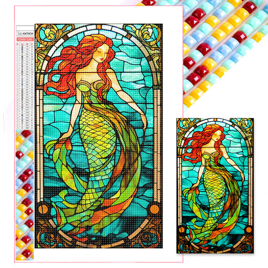 Mermaid Princess Glass Painting - Full Square Drill Diamond Painting 40*70CM