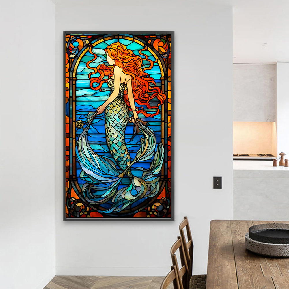 Mermaid Princess Glass Painting - Full Square Drill Diamond Painting 40*70CM