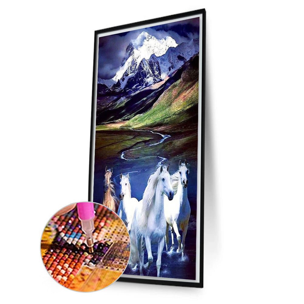 Snow Mountain Galloping Horse - Full Square Drill Diamond Painting 40*70CM