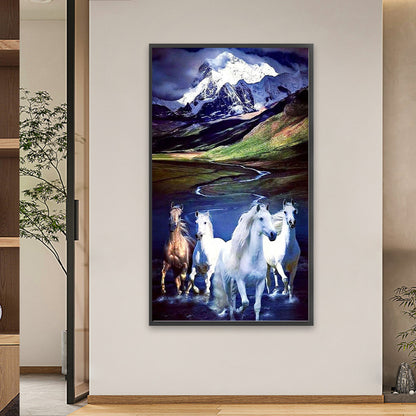 Snow Mountain Galloping Horse - Full Square Drill Diamond Painting 40*70CM