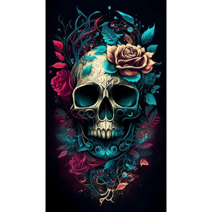 Flower Skull - Full Round Drill Diamond Painting 40*70CM