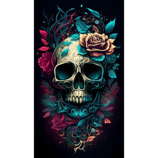 Flower Skull - Full Round Drill Diamond Painting 40*70CM