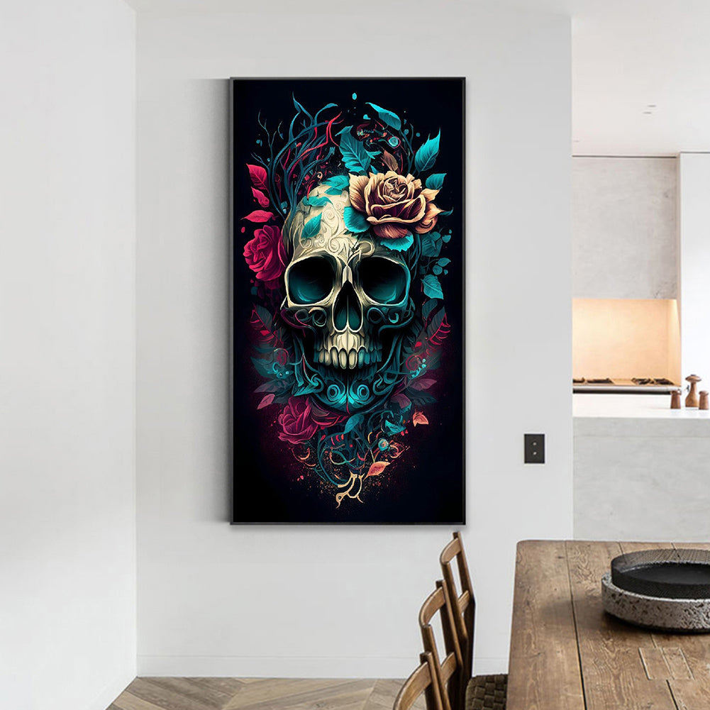 Flower Skull - Full Round Drill Diamond Painting 40*70CM