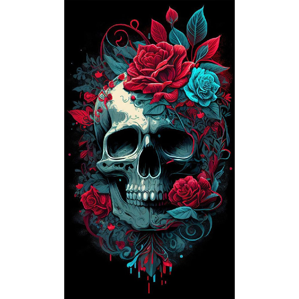 Flower Skull - Full Round Drill Diamond Painting 40*70CM