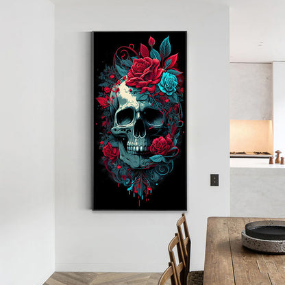 Flower Skull - Full Round Drill Diamond Painting 40*70CM