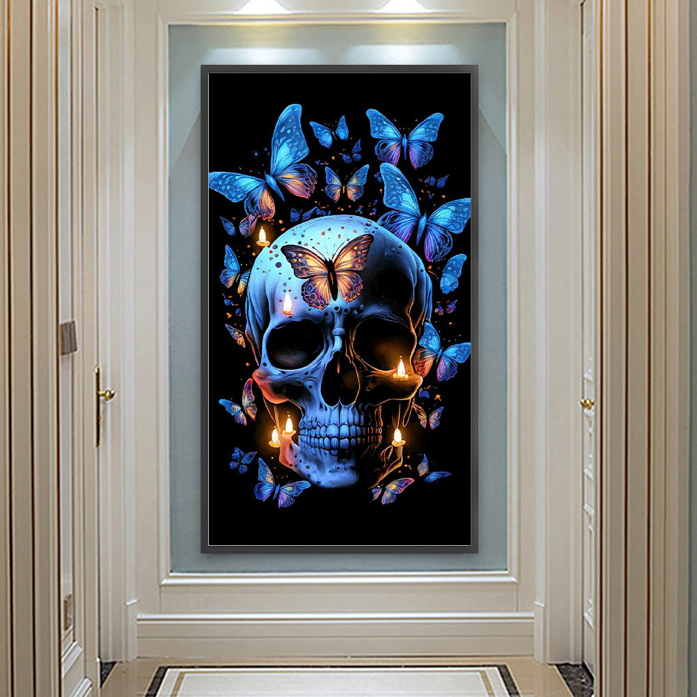 Flower Skull - Full Round Drill Diamond Painting 40*70CM