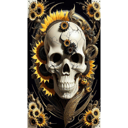 Flower Skull - Full Round Drill Diamond Painting 40*70CM