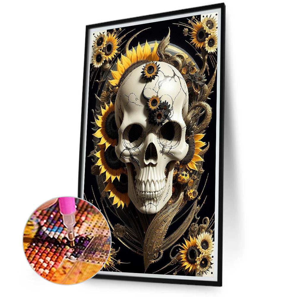 Flower Skull - Full Round Drill Diamond Painting 40*70CM