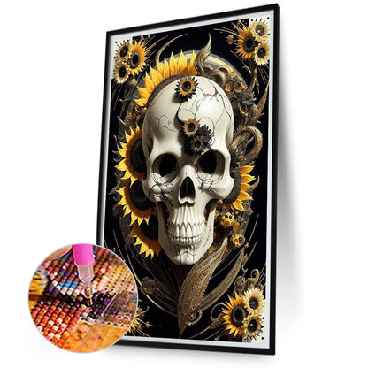 Flower Skull - Full Round Drill Diamond Painting 40*70CM