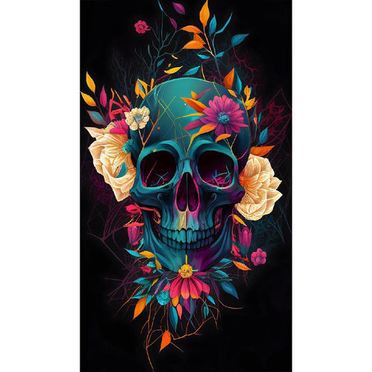 Flower Skull - Full Round Drill Diamond Painting 40*70CM