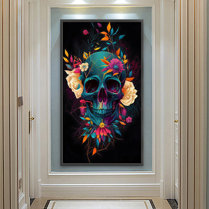 Flower Skull - Full Round Drill Diamond Painting 40*70CM