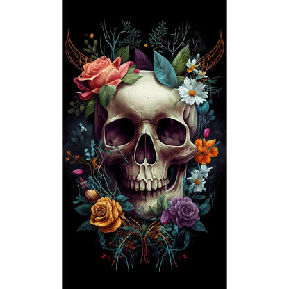 Flower Skull - Full Round Drill Diamond Painting 40*70CM