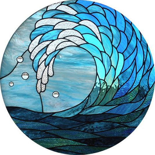 Ocean Wave Glass Painting - Full Round Drill Diamond Painting 30*30CM