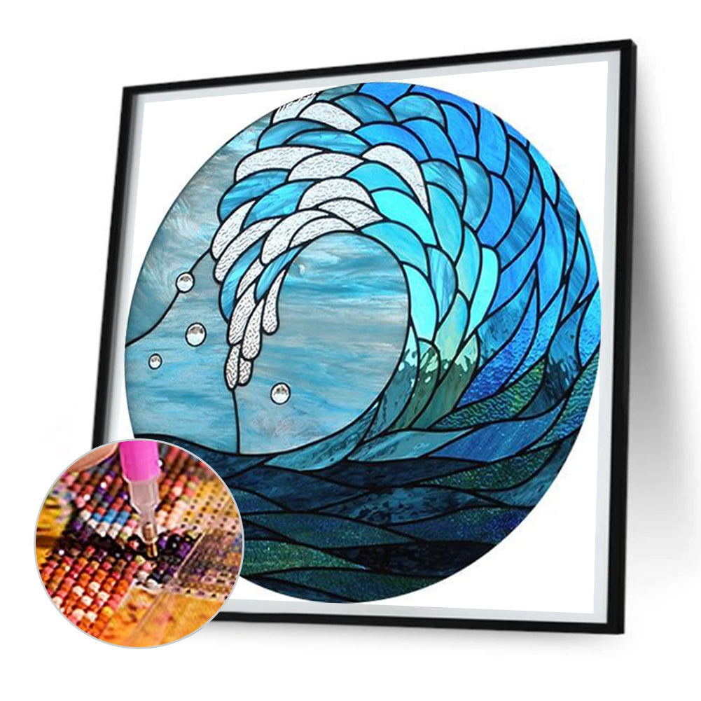 Ocean Wave Glass Painting - Full Round Drill Diamond Painting 30*30CM