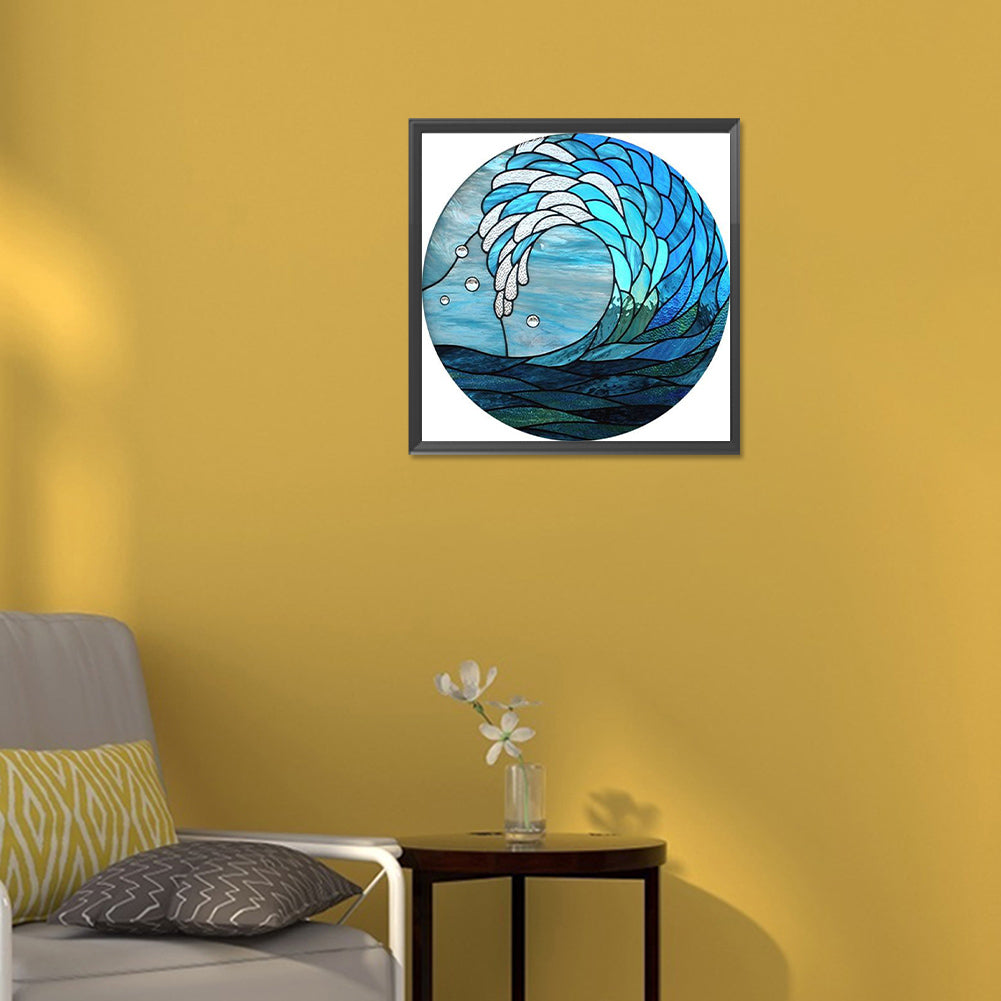 Ocean Wave Glass Painting - Full Round Drill Diamond Painting 30*30CM