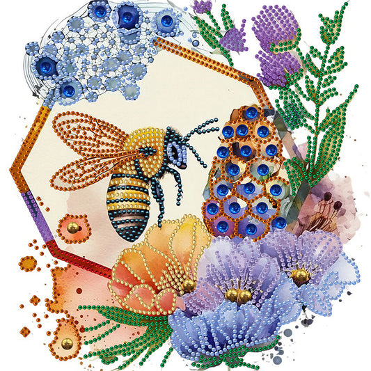 Bee And Flower - Special Shaped Drill Diamond Painting 30*30CM