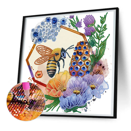 Bee And Flower - Special Shaped Drill Diamond Painting 30*30CM