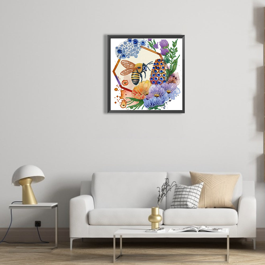 Bee And Flower - Special Shaped Drill Diamond Painting 30*30CM