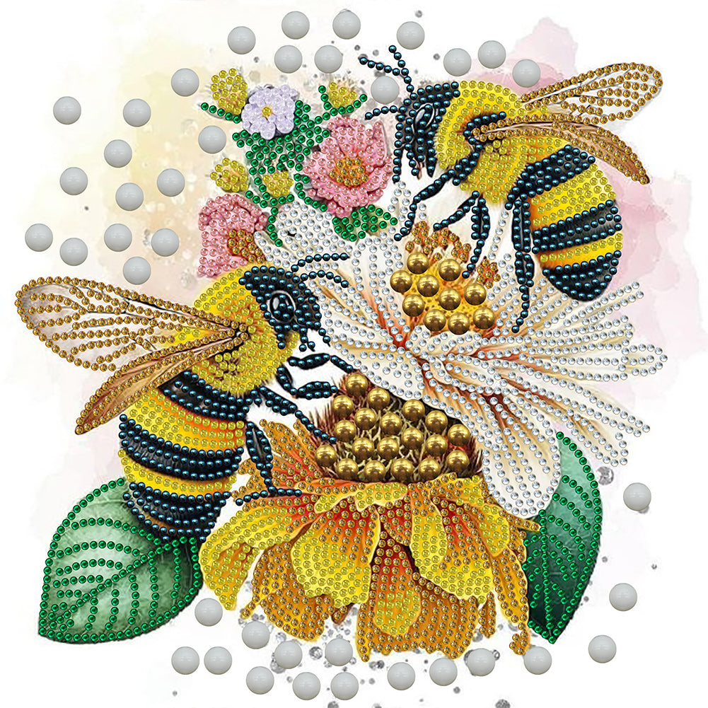 Bee And Flower - Special Shaped Drill Diamond Painting 30*30CM