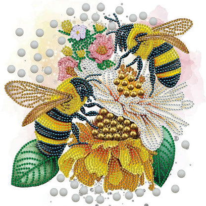 Bee And Flower - Special Shaped Drill Diamond Painting 30*30CM