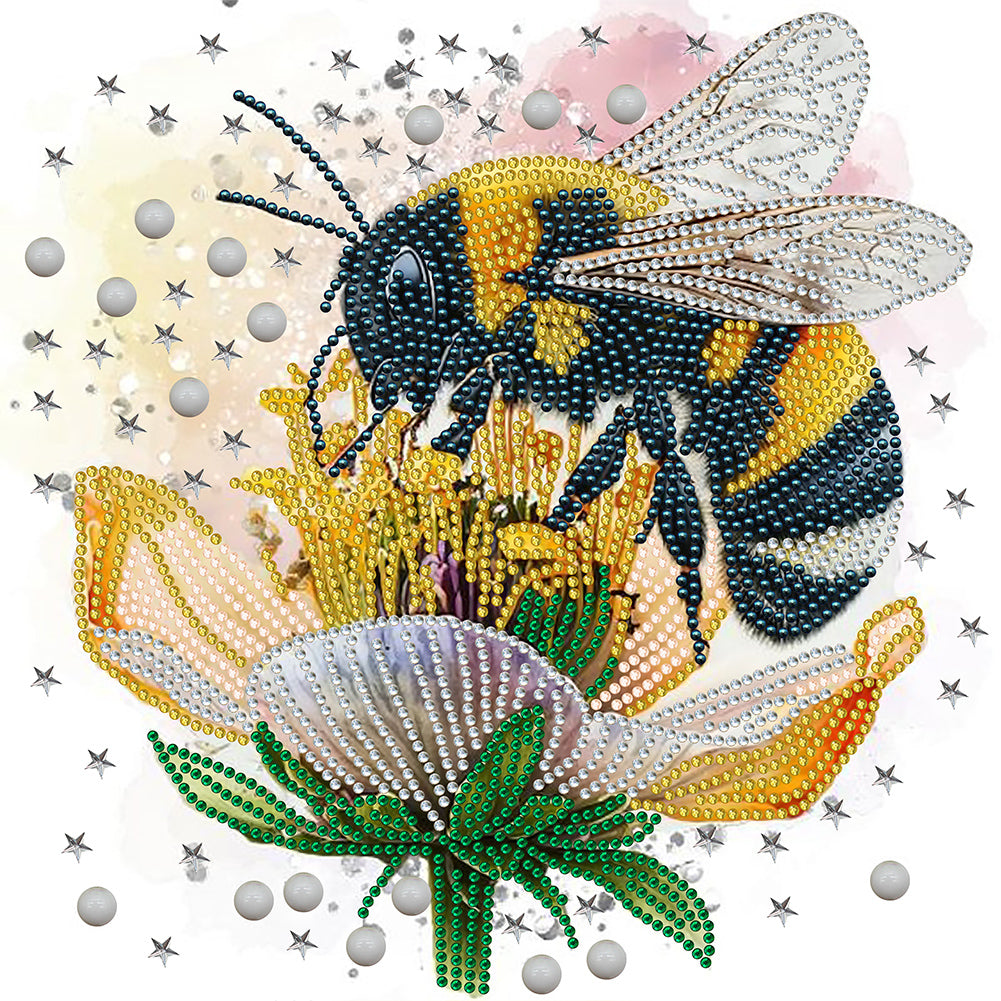 Bee And Flower - Special Shaped Drill Diamond Painting 30*30CM