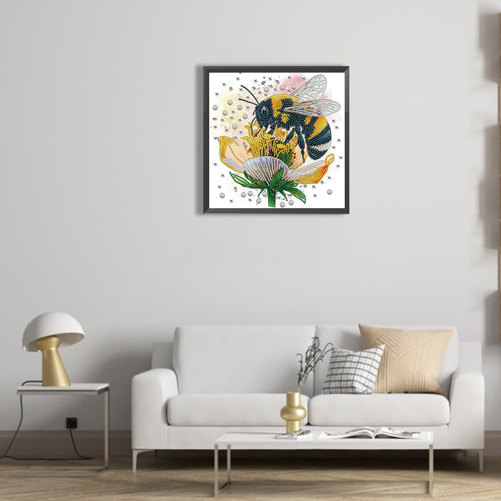 Bee And Flower - Special Shaped Drill Diamond Painting 30*30CM