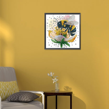 Bee And Flower - Special Shaped Drill Diamond Painting 30*30CM