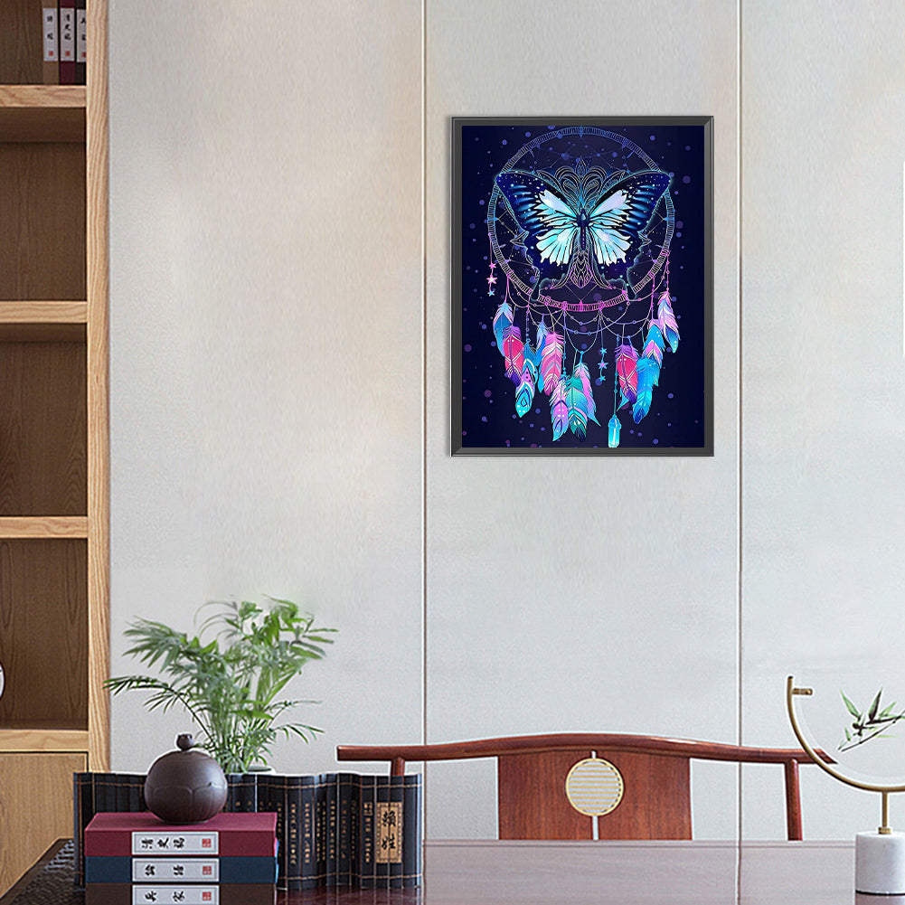 Butterfly Dream Catcher - Full Round Drill Diamond Painting 30*40CM