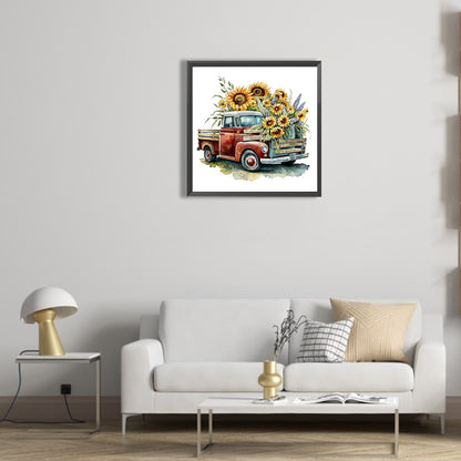 Sunflower Classic Car - Full Round Drill Diamond Painting 30*30CM